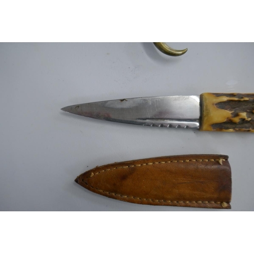 386 - Sgian dubh together with a fighting knife