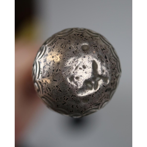 73 - Malacca cane with hallmarked silver pommel