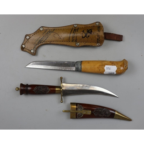 92 - 2 sheath knives - one Indian, one Scandinavian
