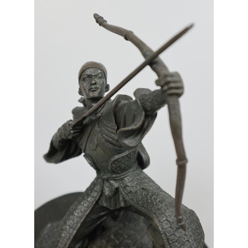 271 - Samurai archer bronze sculpture by Kamiko