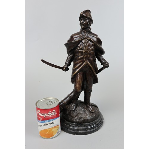 272 - Bronze sculpture of a French General on marble base signed Boucher