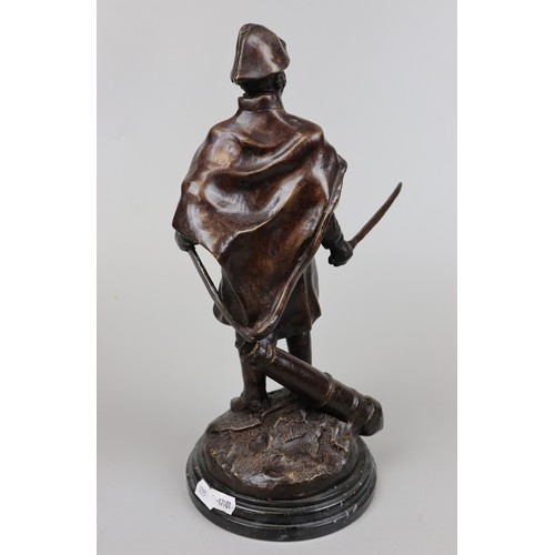 272 - Bronze sculpture of a French General on marble base signed Boucher