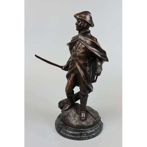 272 - Bronze sculpture of a French General on marble base signed Boucher