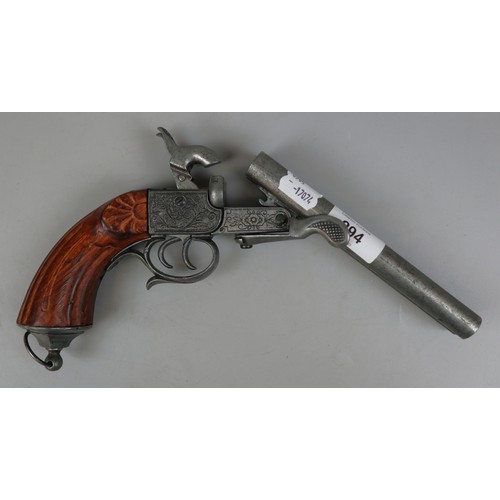 294 - Reproduction double barrel flintlock pistol