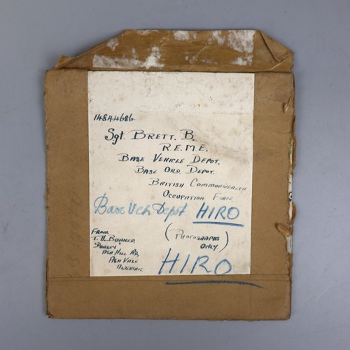 153 - Shoe box full of military photographs - WW2 Sgt. B Brett and Japan