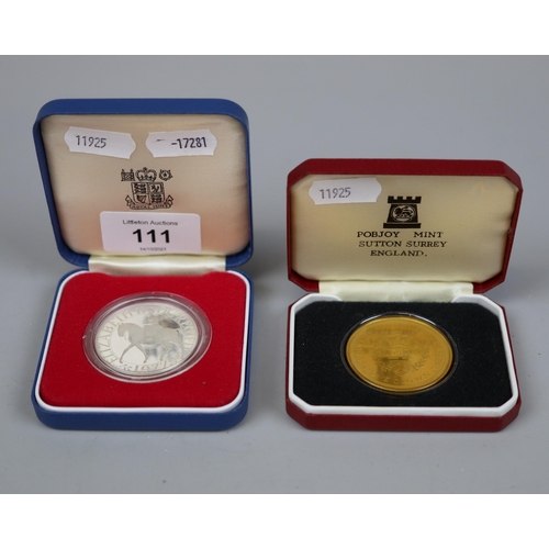 111 - 2 Silver proof crowns - both boxed with certificates