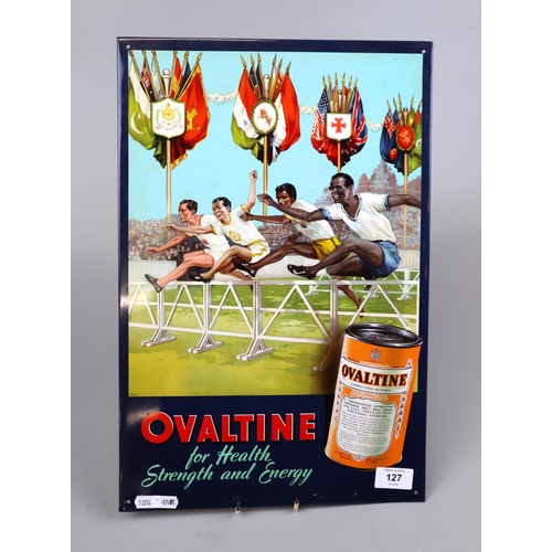 127 - 2 Ovaltine 1948 Olympic advertising signs in original as new condition. Signs depict a hurdling even... 