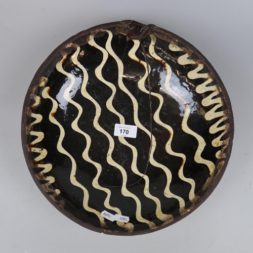 170 - 18thC English slipware bowl with salt glaze decoration