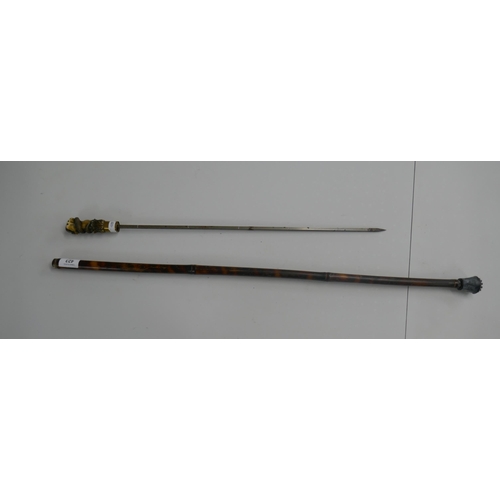 183 - 5 hands sword stick with carved handle