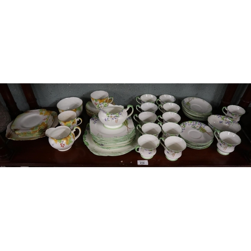 214 - Paragon wild violets tea set together with another