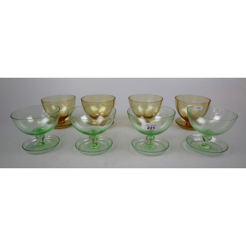 221 - 2 sets of 4 glass dessert bowls