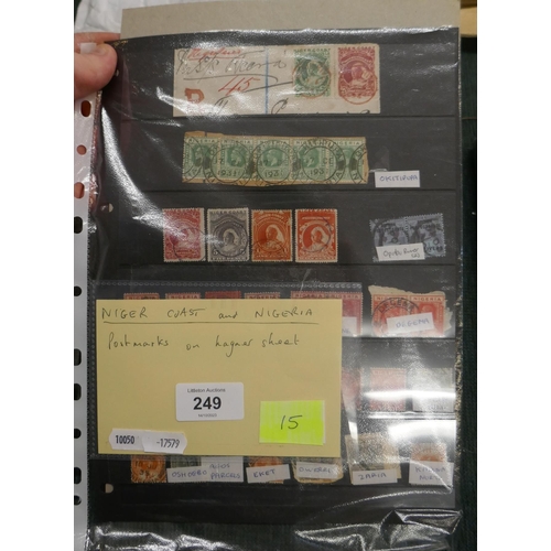 249 - Stamps - Niger Coast / Nigeria postmarks on hanger sheets