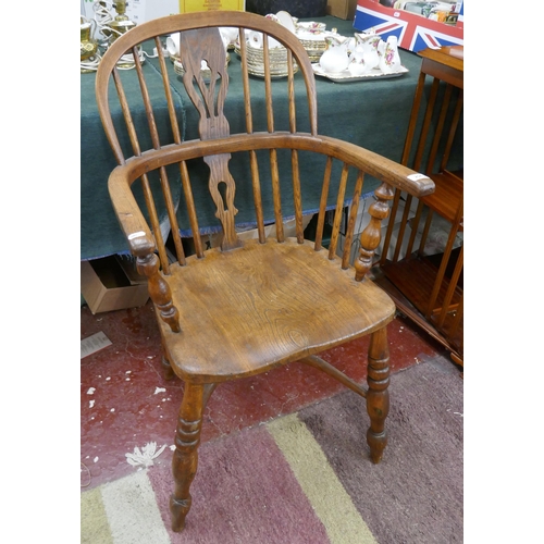 254 - Elm seated stick back Windsor chair