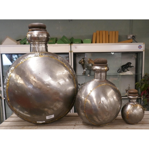 257 - Asian decorative graduated water carriers/flasks