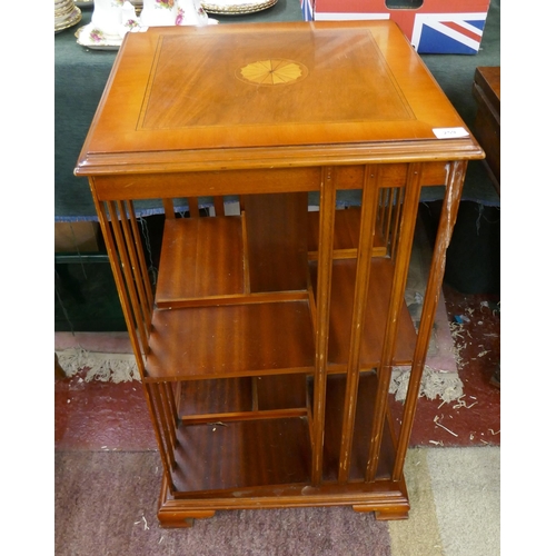 259 - Yew wood revolving bookcase