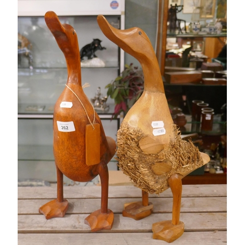 262 - 2 large carved wooden ducks
