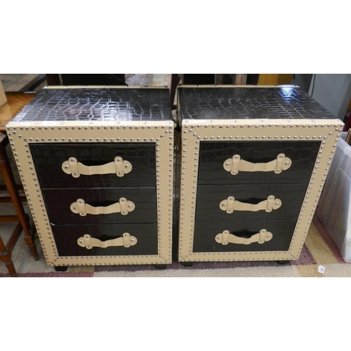 292 - Pair of contemporary faux crocodile skin side cabinets