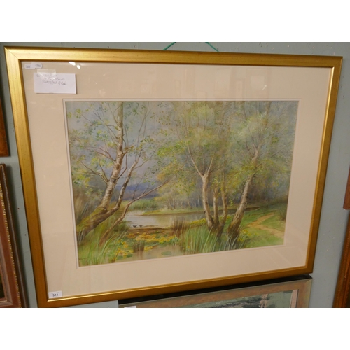 311 - Watercolour of a peaceful glade by Wilson - Approx image size: 68cm x 48cm
