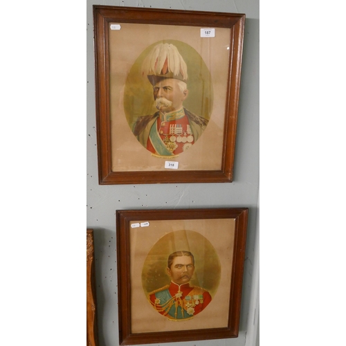 318 - 2 framed prints of Lord Kitchener and Lord Roberts