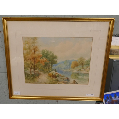 355 - Watercolour - River landscape signed William Henry Mander