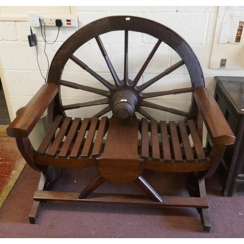 397 - Restored antique cartwheel bench - Approx size: W: 118cm D: 85cm H: 114cm