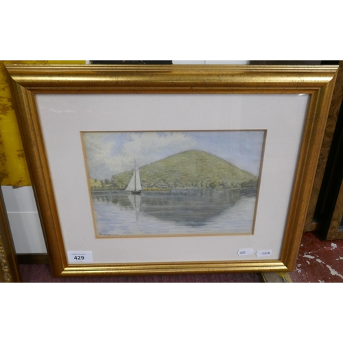 429 - Watercolour signed R Hudson - Lake scene