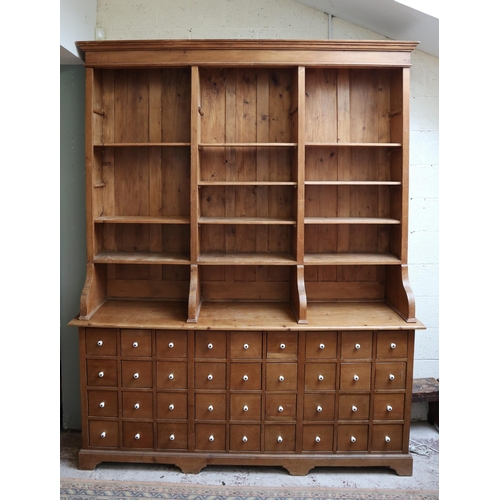 498 - Very large pine haberdashery dresser - Approx size: W: 200cm D: 50cm H: 254cm