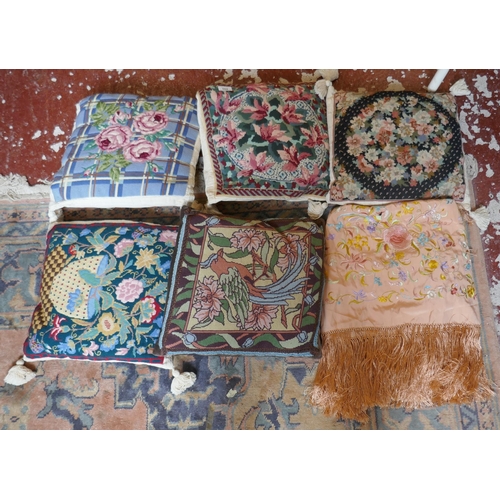502 - Collection of embroidered cushions 