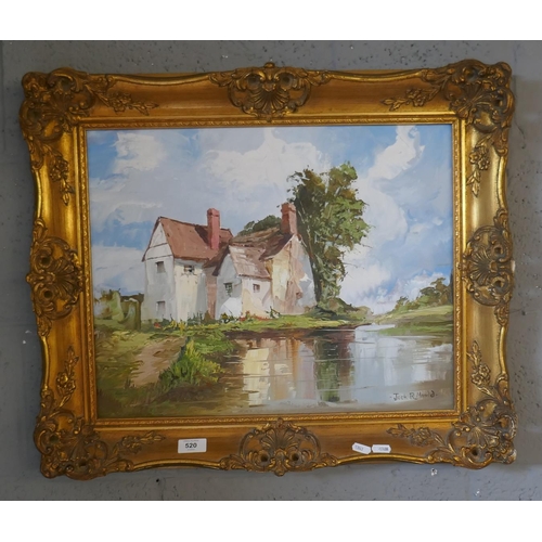 520 - Oil on canvas of a cottage scene signed Jack R Mould (1925-1998) - Approx image size: 49cm x 39cm