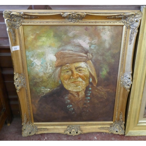 533 - Oil on canvas portrait of a lady - Approx image size: 49cm x 59cm