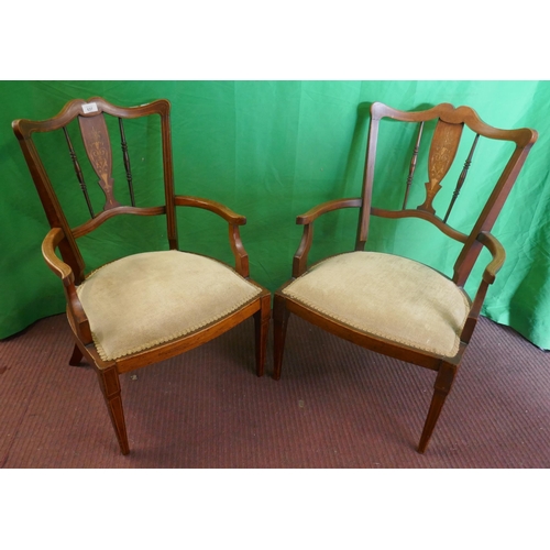 537 - Pair of Edwardian inlaid armchairs