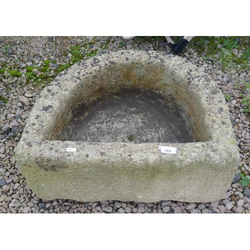 564 - Stone D-shaped trough