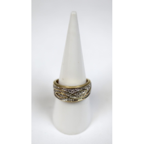 62 - 9ct gold diamond set ring - Size O