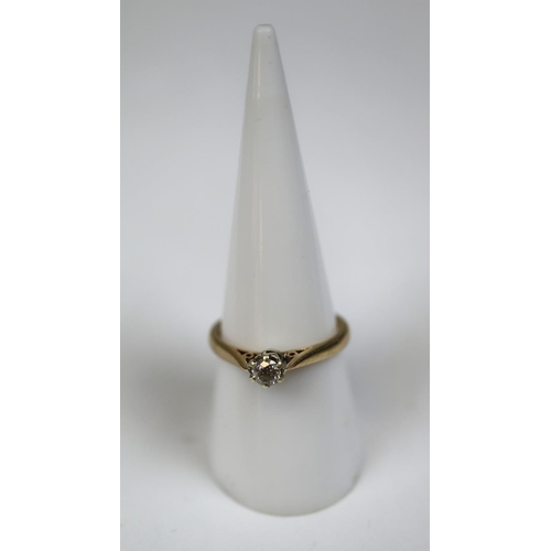 64 - 9ct gold diamond solitaire ring - Size O