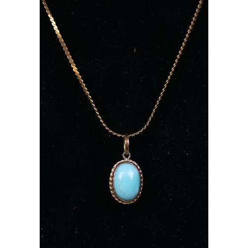87 - 14ct gold necklace with turquoise set pendant