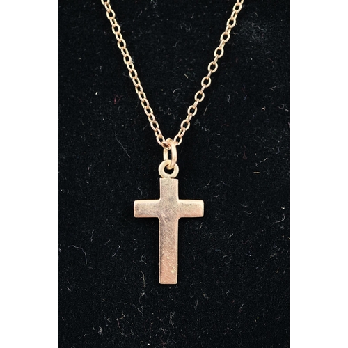 90 - 9ct gold cross and chain