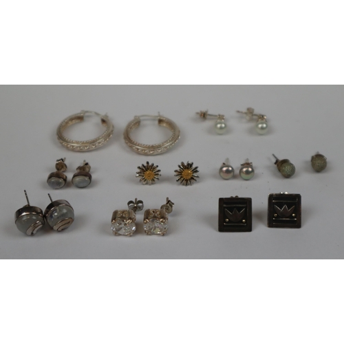 93 - 9 pairs of silver earrings