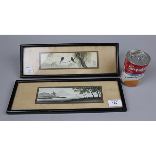 130 - Pair of small Japanese watercolours