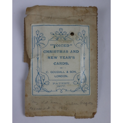 133 - Voiced Christmas and New Years card from 1877 in working order