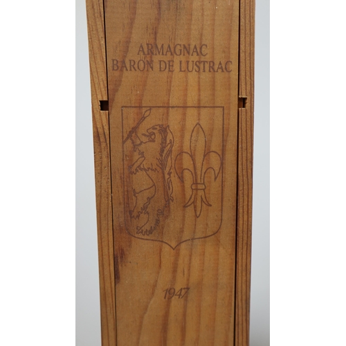 146 - Cased bottle of Armagnac Baron de Lustrac 1947