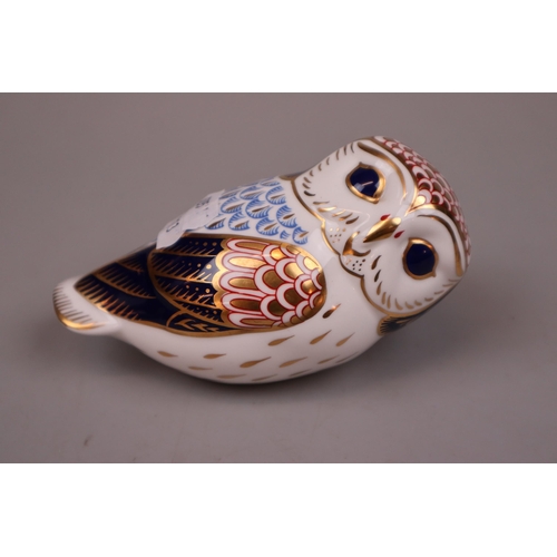 166 - 2 Crown Derby paperweights Jenny Wren and Owl