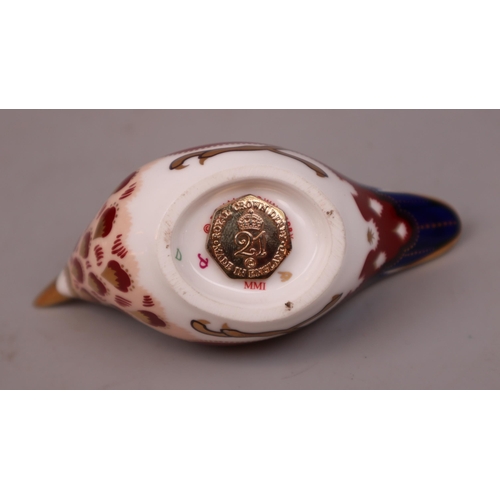 166 - 2 Crown Derby paperweights Jenny Wren and Owl