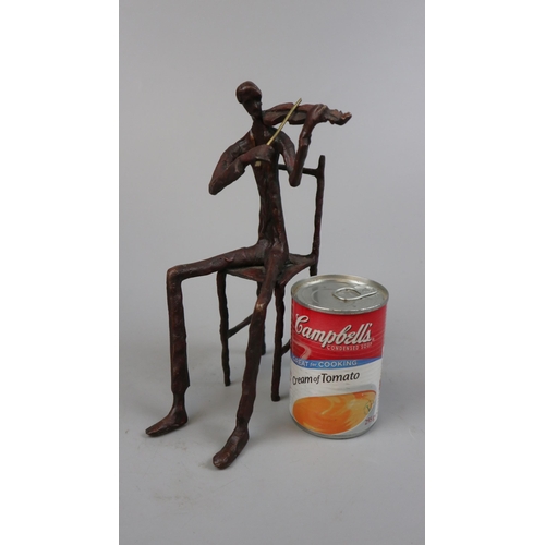 198 - Abstract bronzed sculpture of violinist - Approx height 23.5cm