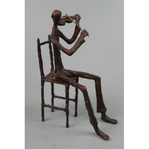 198 - Abstract bronzed sculpture of violinist - Approx height 23.5cm