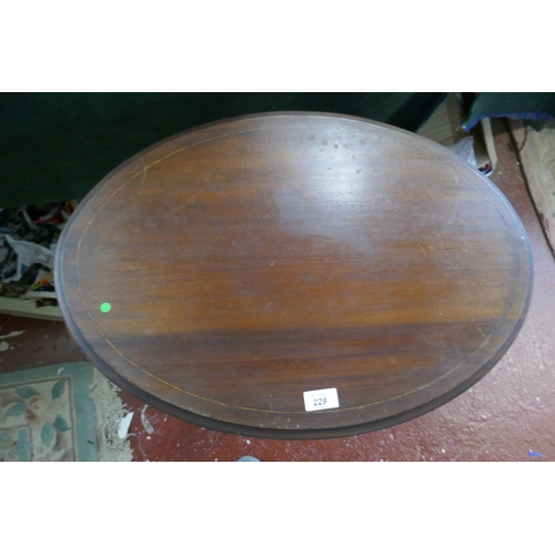 229 - 2 tier oval mahogany inlaid occasional table