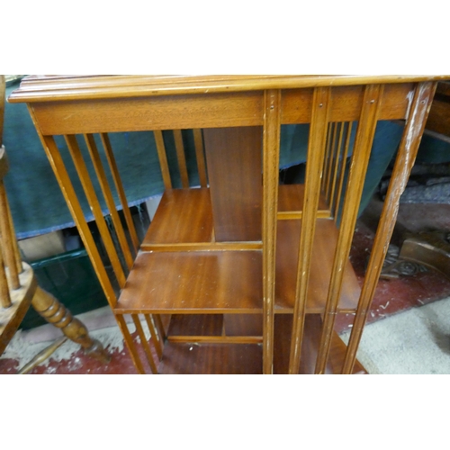 259 - Yew wood revolving bookcase