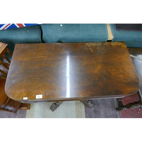 263 - Antique rosewood tea tableWhen closed - L: 92cm D: 46cm H: 75cm approxWhen open - L: 92cm W: 92cm H:... 