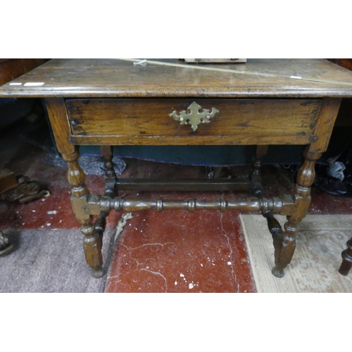 269 - Early oak side table with drawer - L: 91cm D: 52cm H: 69cm approx