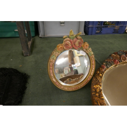 272 - Continental framed wall mirror gilt & fruit together with another