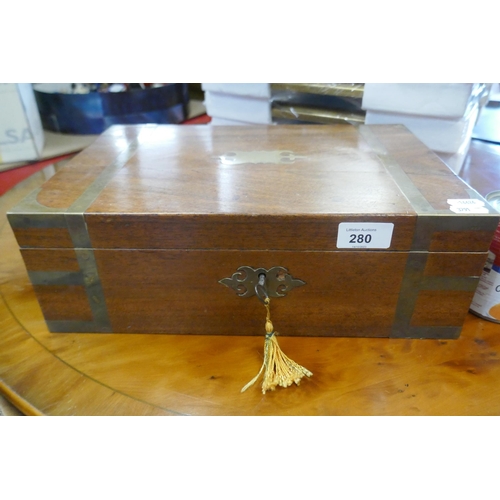 280 - Victorian walnut writing box with key